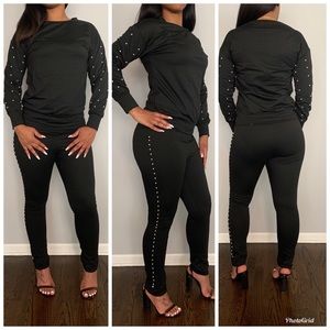 Sexy Pearl Studded Two-Piece Set